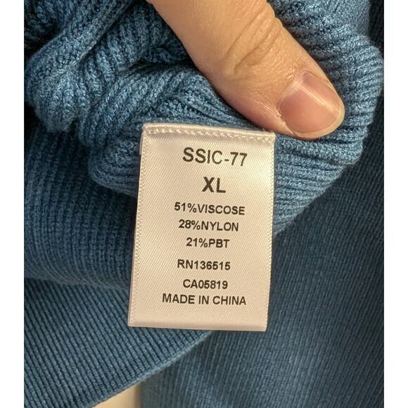 Stitches & Stripes Eva Half Zip Pullover Sweater Cropped Preppy Blue XL NWT - Picture 6 of 7